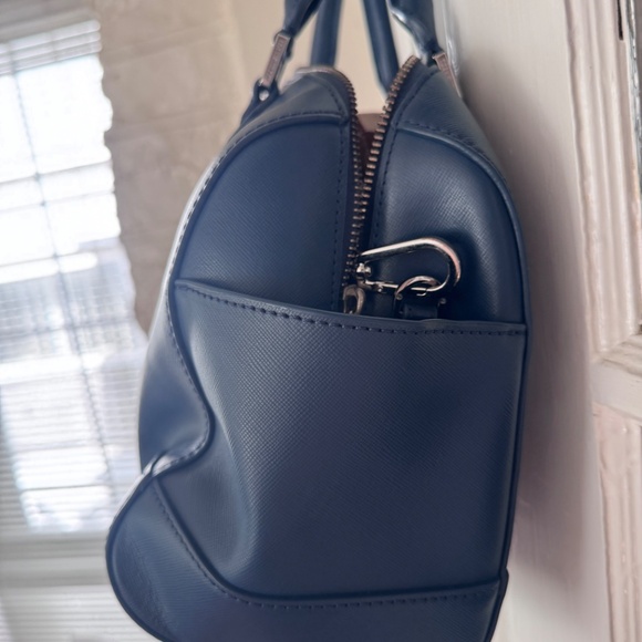 Tory Burch Saffiano Leather Satchel / Crossbody Hand Bag Purse Blue / Navy EUC - Picture 9 of 13